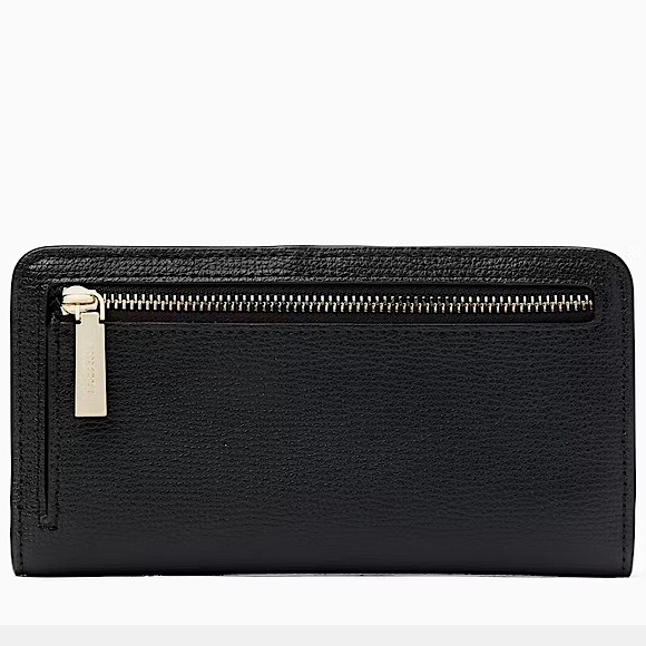 Kate Spade Black Refined Grain Leather Darcy Large Slim Bifold Wallet New w/ Tag - Picture 3 of 14